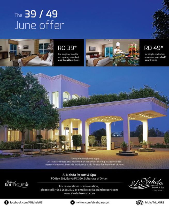 The 39/49 May & June offer by Al Nahda Resort & Spa